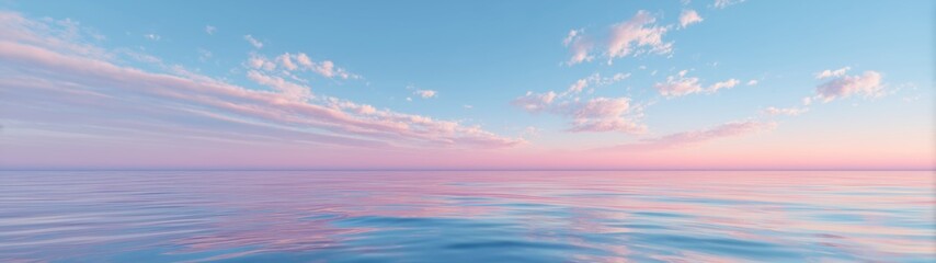 Super Ultrawide Photo Of Pink Sky Over Calm Sea