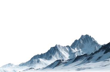 Majestic snowcapped mountain peak isolated on transparent background, a breathtaking landscape of natures grandeur and beauty