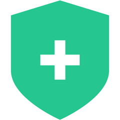 green silhouette shield plus icon