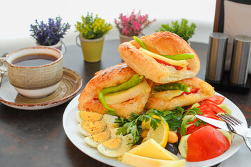breakfast plate, Turkish breakfast, pastry, egg, tea
