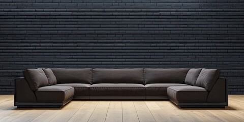 Modern Living Room Interior with Dark Brick Wall, perfect for ed