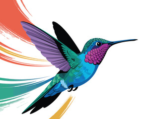 Vibrant Hummingbird in Flight A Digital Illustration