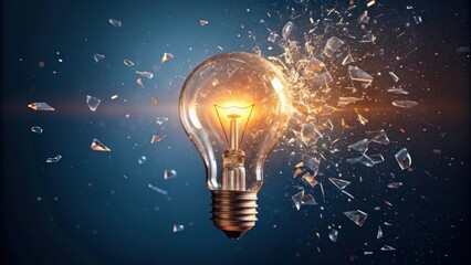 Exploding light bulb concept representing innovation ideas and creative breakthroughs bursting forth
