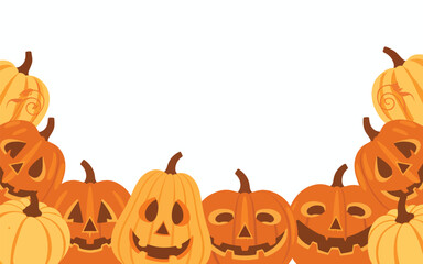 Flat pumpkin border vector illustration background
