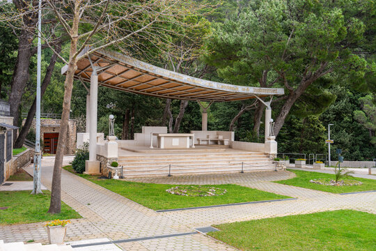 Makarska, Croatia, 31 March 2025 - Vepric - Shrine of Our Lady of Lourdes, new chapel