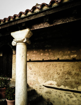 Ancient lonic column. Ochrid City, Macedonia.