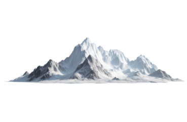 Majestic snowcapped mountain peak isolated on transparent background, a breathtaking landscape of natures grandeur and beauty