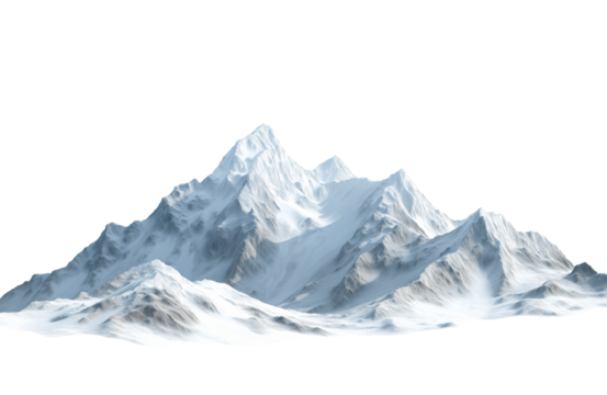 Majestic snowcapped mountain peak isolated on transparent background, a breathtaking landscape of natures grandeur and beauty