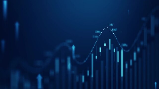 Futuristic digital growth concept with glowing arrows and financial graph, symbolizing innovation, technology, and business success.