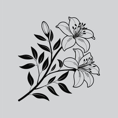 Jasmine Elegant Black Floral Silhouette Icon