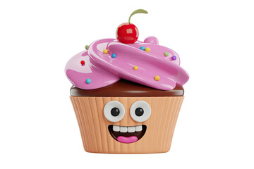 Delightful cupcake character with a sweet smile, perfect for adding fun to your creative projects
