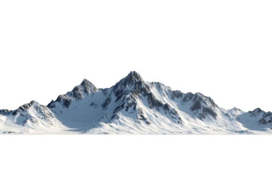 Majestic snowcapped mountain peak isolated on transparent background, a breathtaking landscape of natures grandeur and beauty