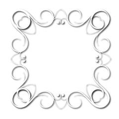 White beautiful vintage frame on a white background. JPG, 300 DPI.