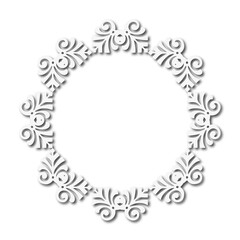 White beautiful vintage frame on a white background. JPG, 300 DPI.