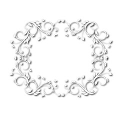 White beautiful vintage frame on a white background. JPG, 300 DPI.