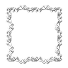 White beautiful vintage frame on a white background. JPG, 300 DPI.