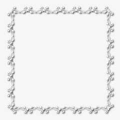 White beautiful vintage frame on a white background. JPG, 300 DPI.