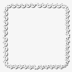 White beautiful vintage frame on a white background. JPG, 300 DPI.