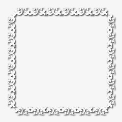 White beautiful vintage frame on a white background. JPG, 300 DPI.