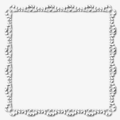 White beautiful vintage frame on a white background. JPG, 300 DPI.