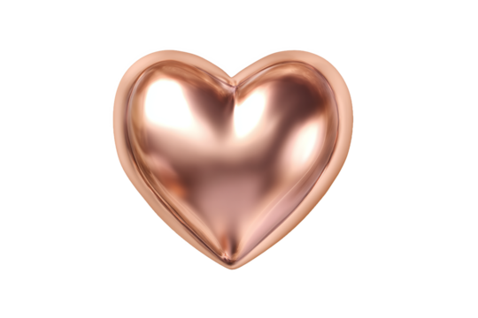 Rose Gold Heart Shaped Dish isolated on white transparent background