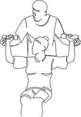 One continuous single drawing line art flat doodle patient, physical therapy, recovery, dumbbell, physical therapist, support, care, female. Isolated image hand draw contour on a white background, han