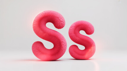 Soft plush pink letter S with gentle glow perfect for branding and design projects