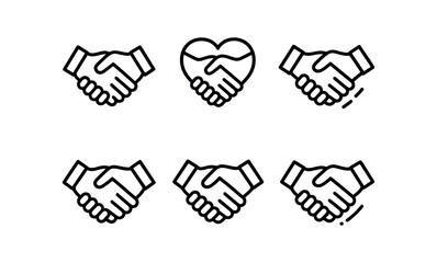 vector outline icons Acceptance (handshake): hand grip wrist line heart outline shadow smear highlight rim motion line.