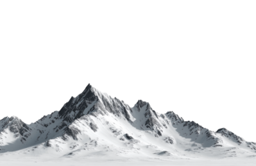Majestic snowcapped mountain peak isolated on transparent background, a breathtaking landscape of natures grandeur and beauty