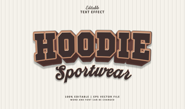 Hoodie Sportweart Editable Text Effect Style 3d VIntage Retro Classic Sport