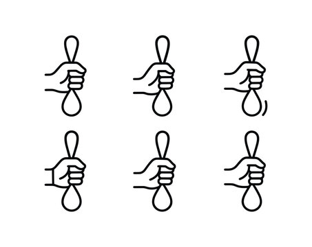 vector outline icons poi spinning (hand grip): hand outline loop handle shadow smear highlight rim grip strap knuckle detail.