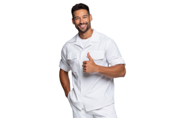 Smiling sailor gives a thumbs-up gesture, Ideal for themes of success, approval, and maritime jobs