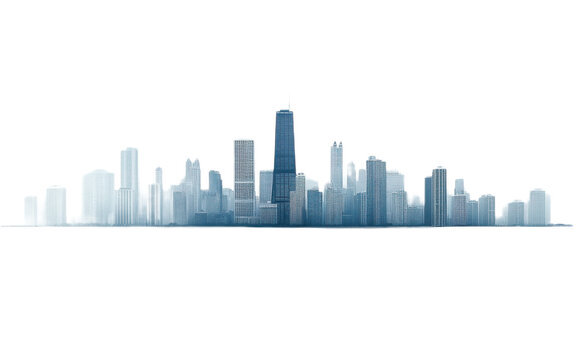 Chicago skyline on white background,png