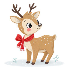 Fototapeta premium Cute Reindeer Illustration Digital Painting, Christmas Animal, Isolated on Transparent Background, Christmas, Reindeer, Clipart
