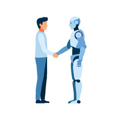 Businessman Handshaking Robot in Agreement

