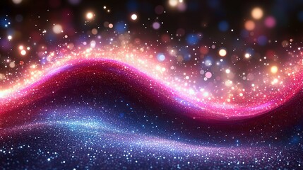 Obraz premium Dynamic Wave of Glittering Lights with Colorful Bokeh Background 
