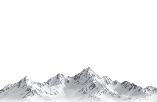 Majestic snowcapped mountain peak isolated on transparent background, a breathtaking landscape of natures grandeur and beauty
