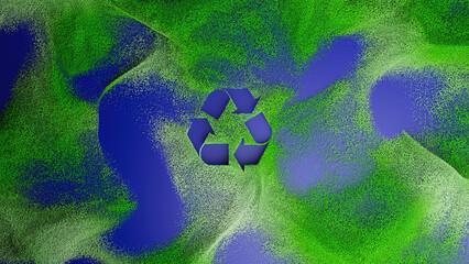3D Recycling Symbol on Earth
