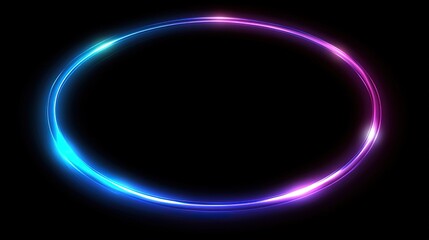 Obraz premium Neon Oval Frame on Black Background for Digital Design and Visual Projects 