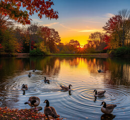 Fototapeta premium ducks in the lake