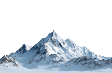 Majestic snowcapped mountain peak isolated on transparent background, a breathtaking landscape of natures grandeur and beauty