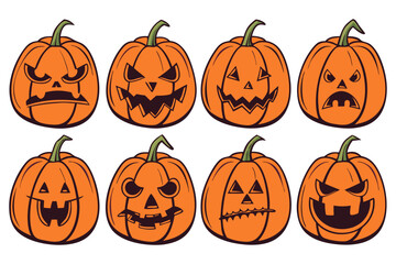 Scary and Funny Halloween Pumpkins – Jack O’ Lantern Vector Faces