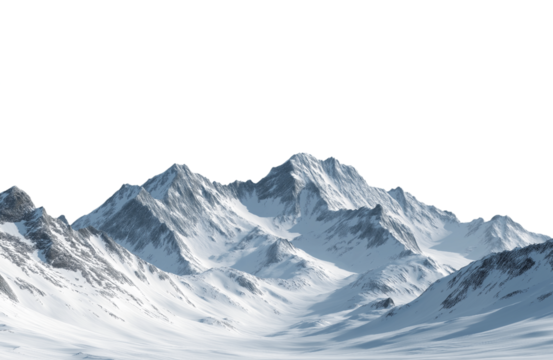 Majestic snowcapped mountain peak isolated on transparent background, a breathtaking landscape of natures grandeur and beauty