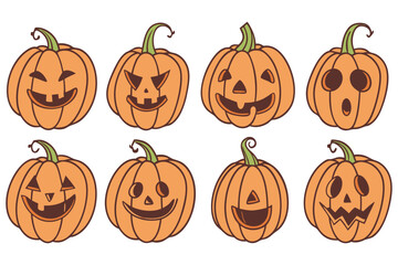Halloween Pumpkin Faces – Cute and Creepy Jack O’ Lantern Set