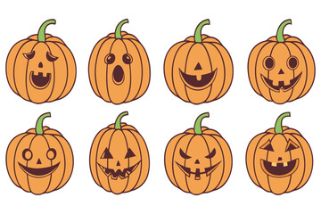 Halloween Pumpkin Faces – Cute and Creepy Jack O’ Lantern Set