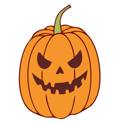 Scary Halloween Pumpkin Cartoon – Evil Jack-O’-Lantern Illustration