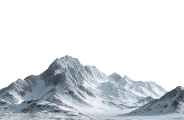 Obraz premium Majestic snowcapped mountain peak isolated on transparent background, a breathtaking landscape of natures grandeur and beauty