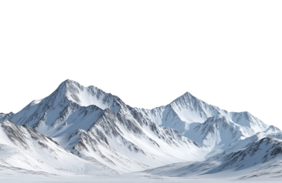 Majestic snowcapped mountain peak isolated on transparent background, a breathtaking landscape of natures grandeur and beauty - Powered by Adobe