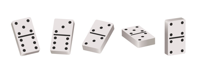 Domino tiles. Vector isometric dominoes set isolated on white background.