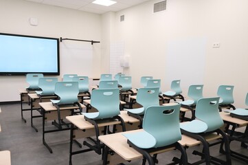 Modern classroom at school. Back to school. Learning. Classroom for learning
